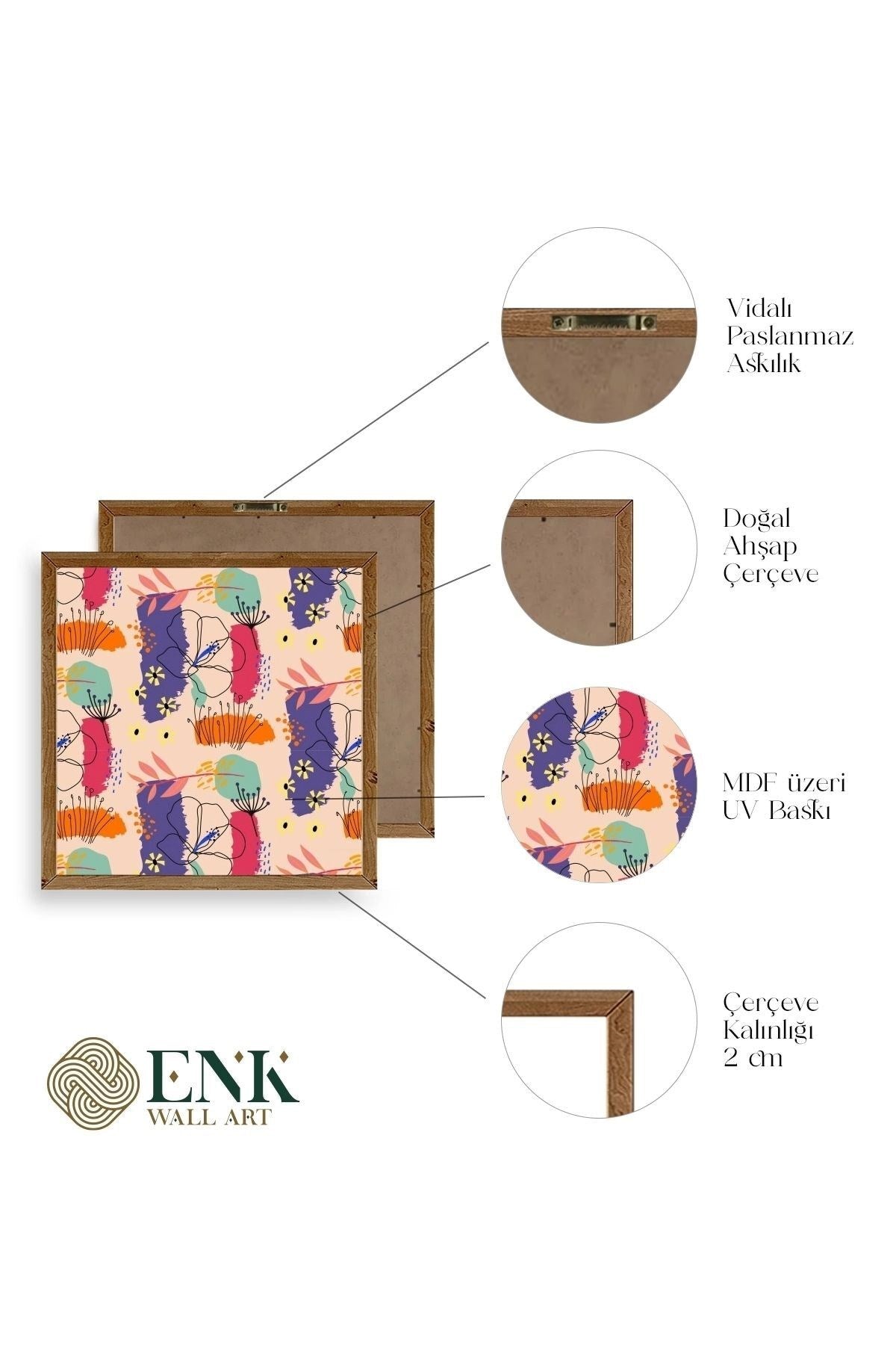 Modern Ahşap Çerçeveli Tablo 50 x 50