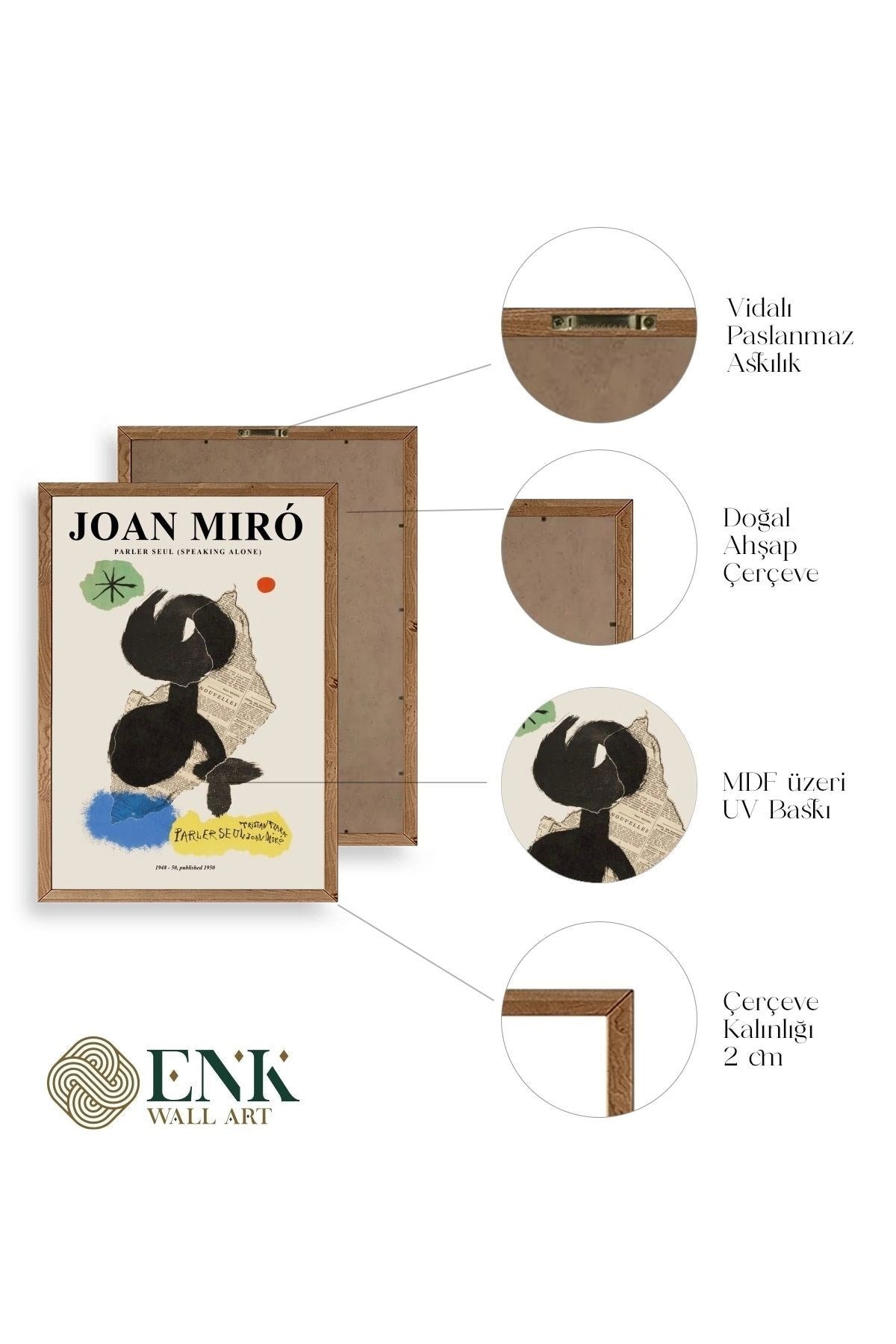 Joan Miro Ahşap Çerçeveli Tablo 17 x 23