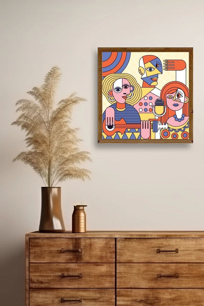 Modern Ahşap Çerçeveli Tablo 42 x 42