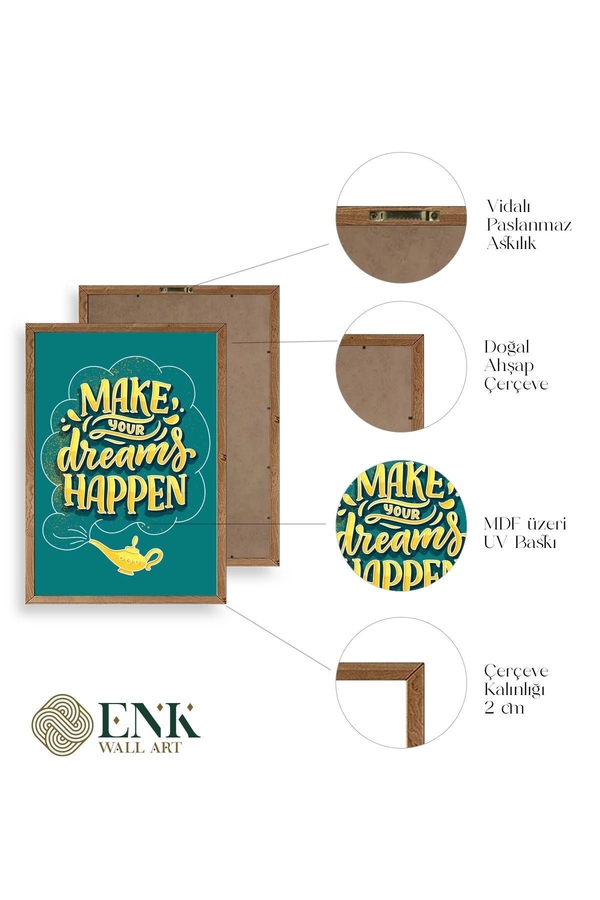 Motto Ahşap Çerçeveli Tablo 23 x 30