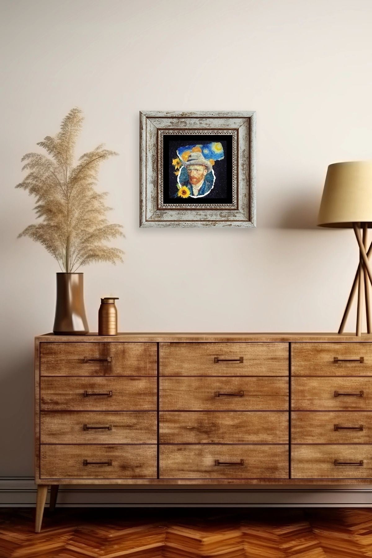 Van Gogh Çerçeveli Taş Tablo 20 cm