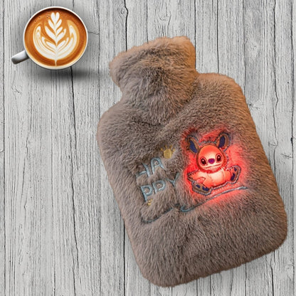 Mutlu Robot Hayvan Figürlü Gri Peluş Sıcak Su Torbası 1 Lt – Yumuşak Kılıf, Uzun Süre Sıcak Tutan Termal Su Torbası