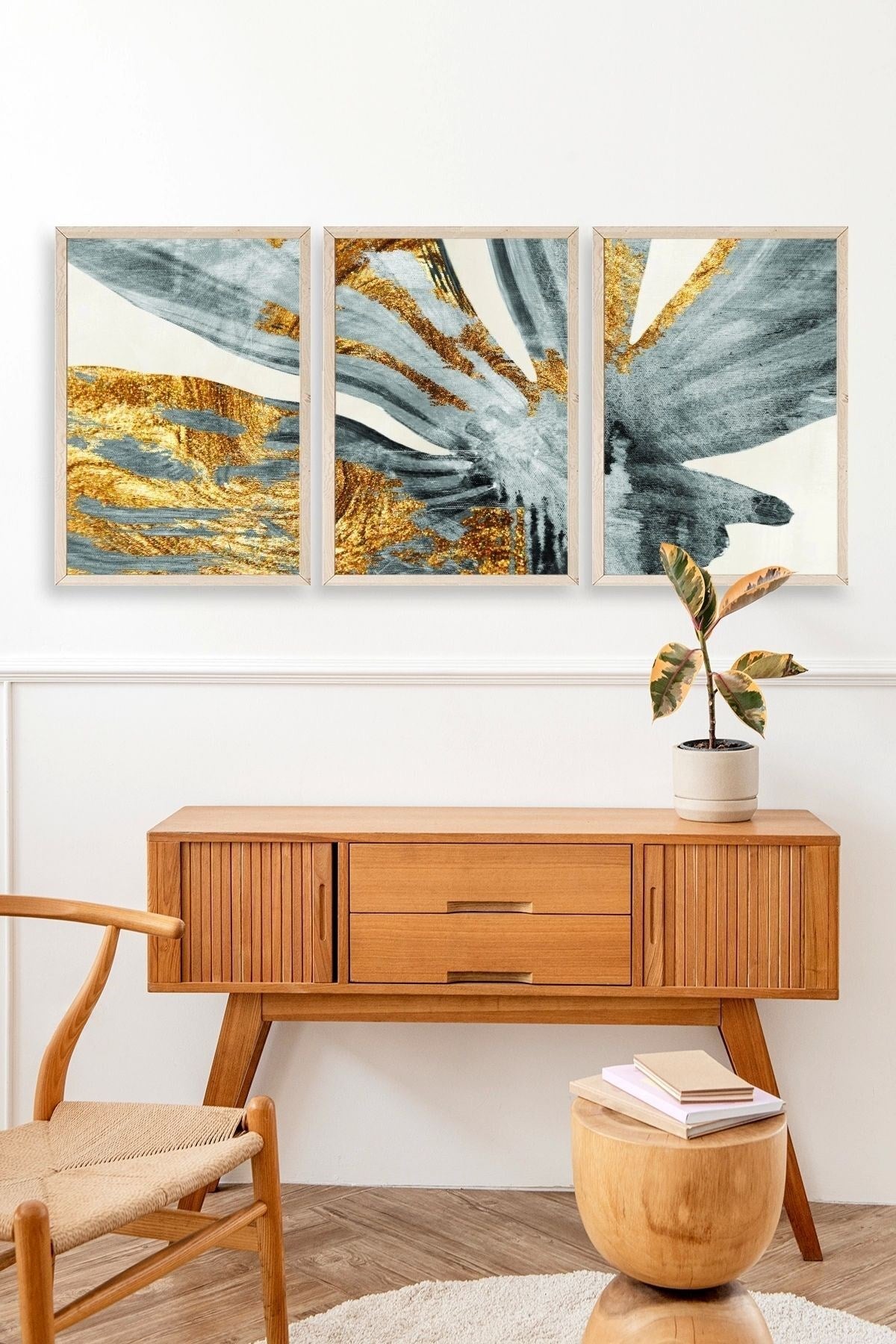 Soyut Ahşap Çerçeveli Tablo 23 x 30