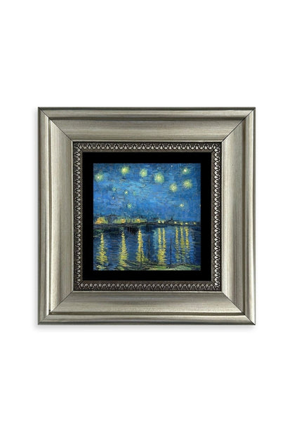 Yıldızlı Gece Çerçeveli Taş Tablo 20 cm
