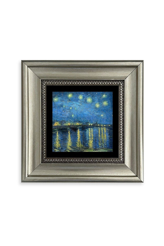 Yıldızlı Gece Çerçeveli Taş Tablo 20 cm