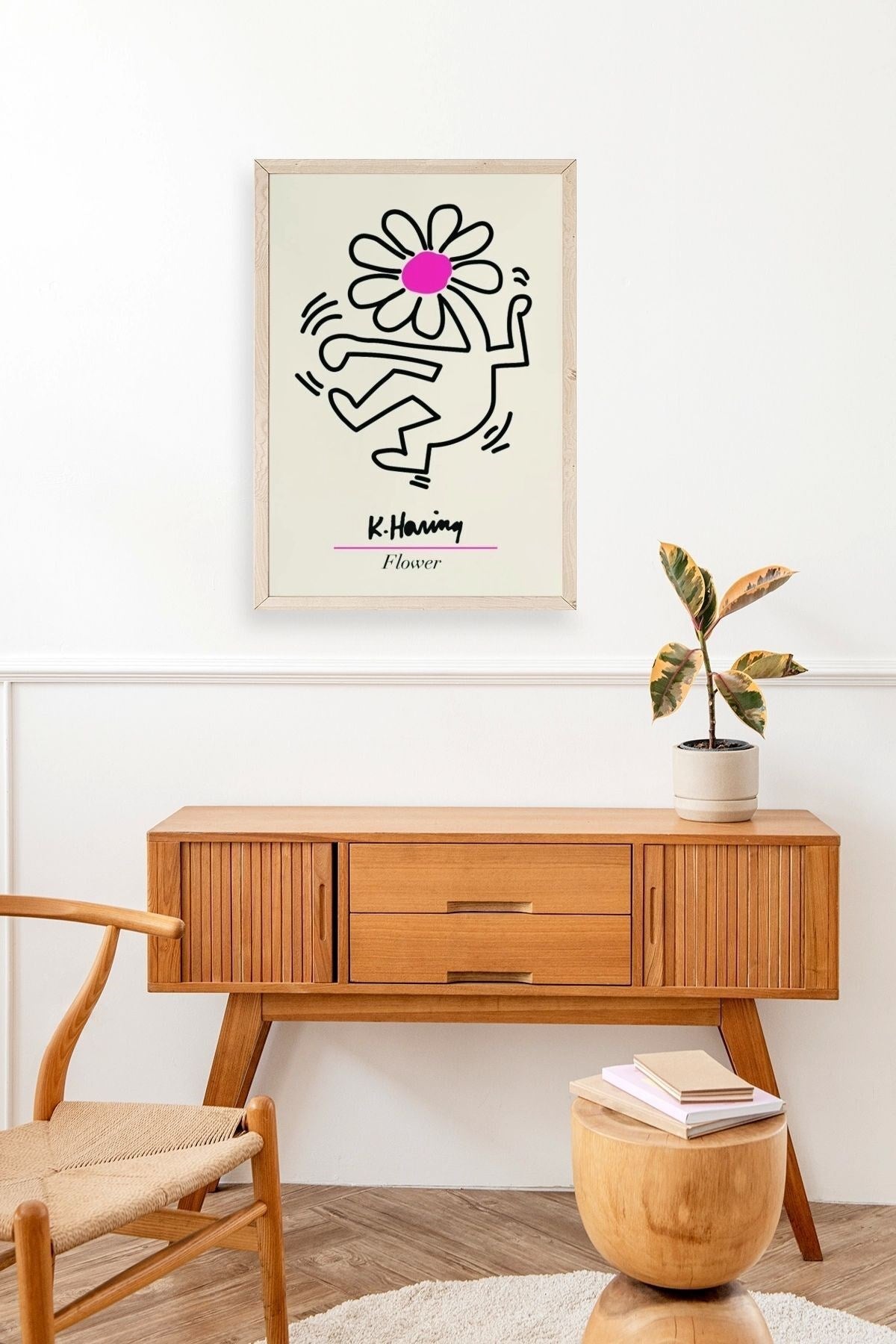 Soyut Çiçek Adam Ahşap Çerçeveli Tablo 30 x 42