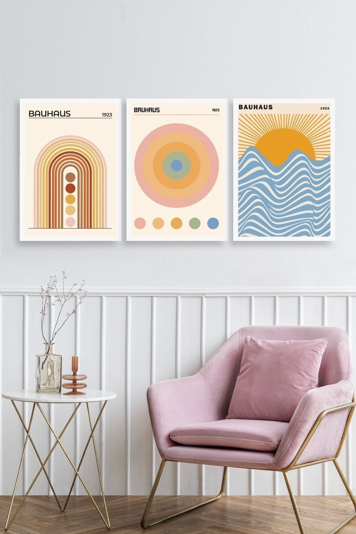 Bauhaus Üçlü Ahşap Çerçeveli Tablo 30 x 40