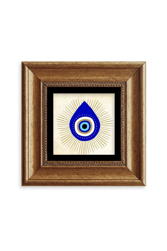 Nazar Boncuğu Çerçeveli Taş Tablo 20 cm