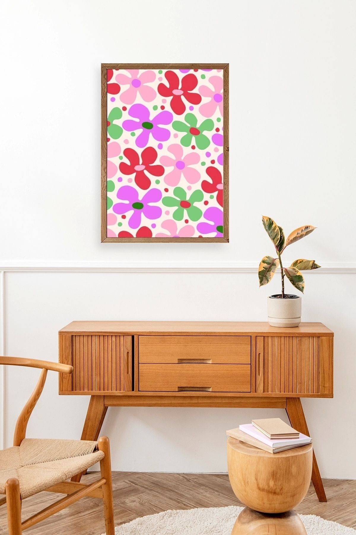 Çiçekler Ahşap Çerçeveli Tablo 50 x 70