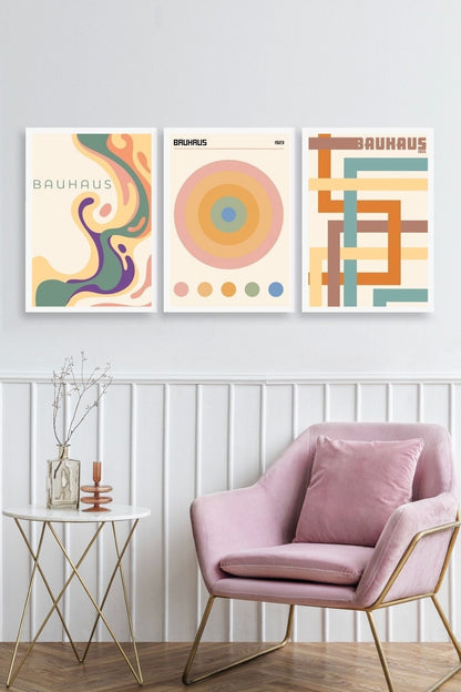 Bauhaus Üçlü Ahşap Çerçeveli Tablo 40 x 60
