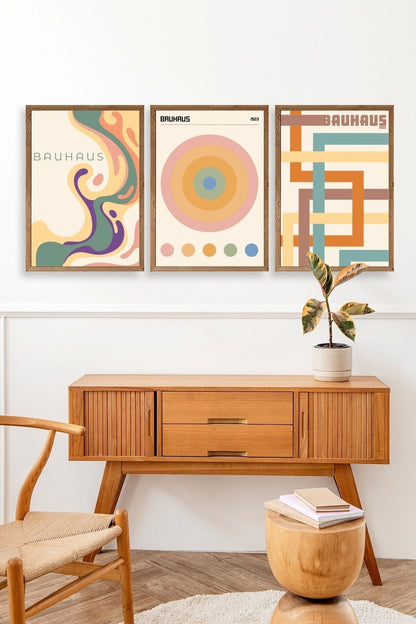 Bauhaus Üçlü Ahşap Çerçeveli Tablo 50 x 70