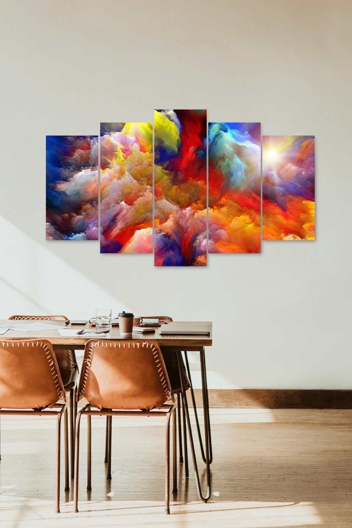 Manzara Doğa Retro 5 Parçalı Mdf Tablo 60 x 100