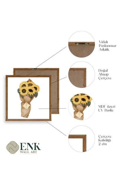 Çiçek Ahşap Çerçeveli Tablo 42 x 42