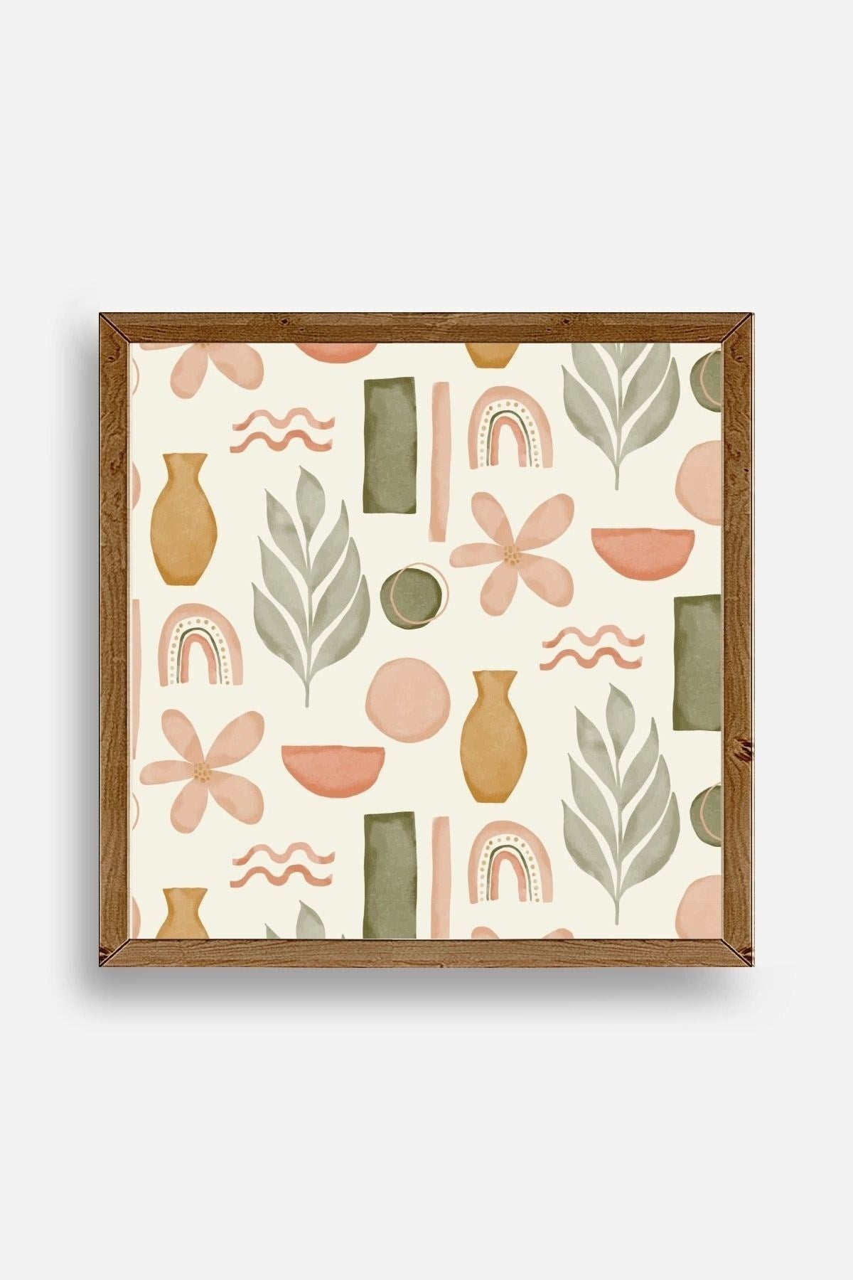 Yaprak Ahşap Çerçeveli Tablo 23 x 23