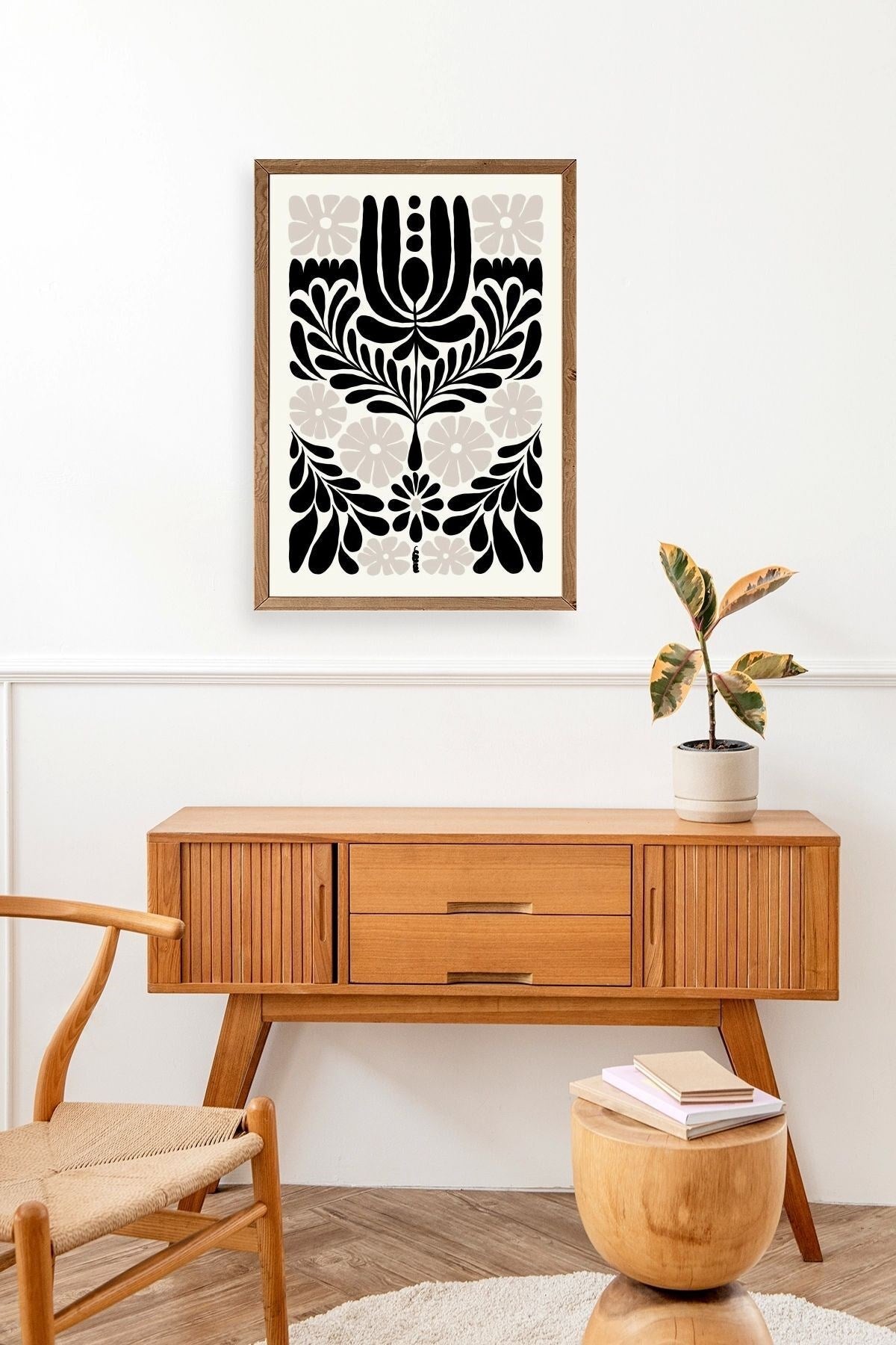 Çiçek Ahşap Çerçeveli Tablo 50 x 70