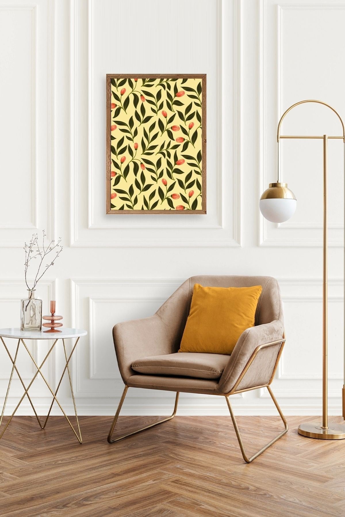 Yapraklar Ahşap Çerçeveli Tablo 50 x 70