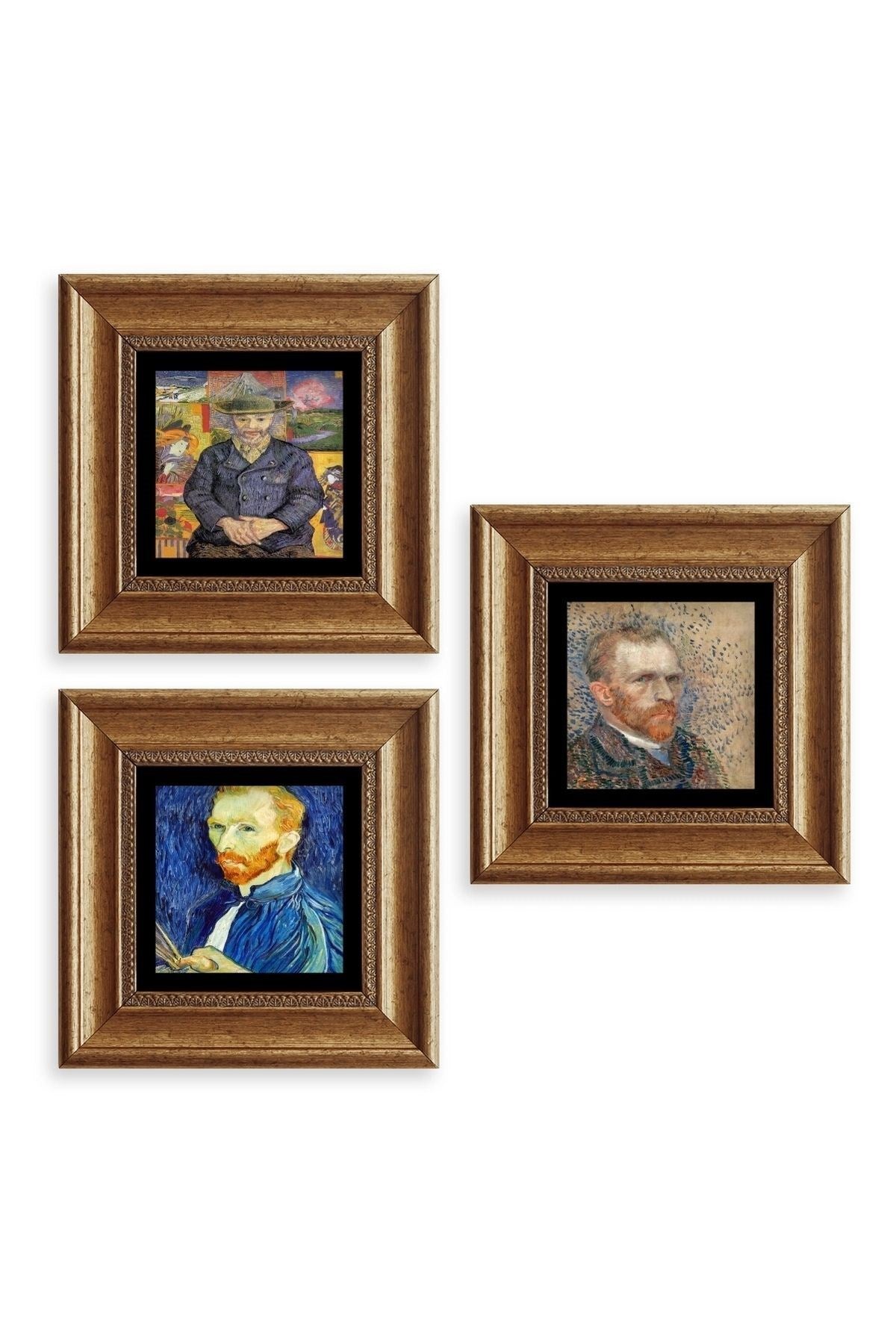 Van Gogh 3 lü Set Çerçeveli Taş Tablo 20 cm