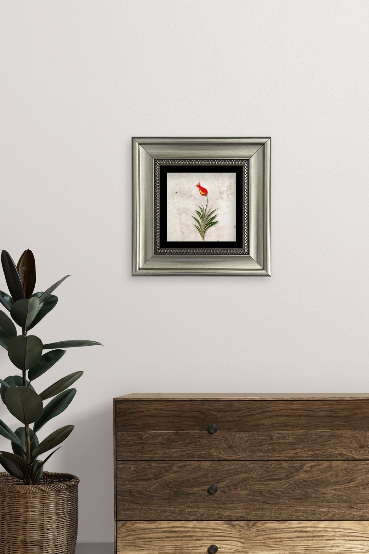 Ebru Lale Çerçeveli Taş Tablo 20 cm