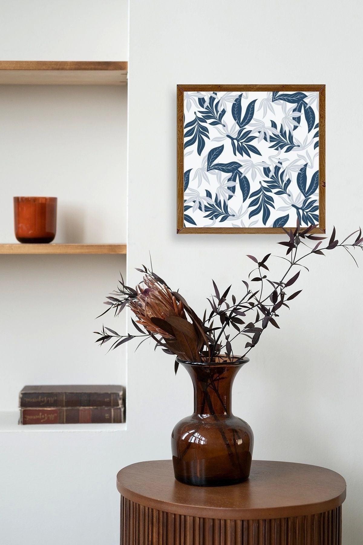 Yaprak Ahşap Çerçeveli Tablo 23 x 23