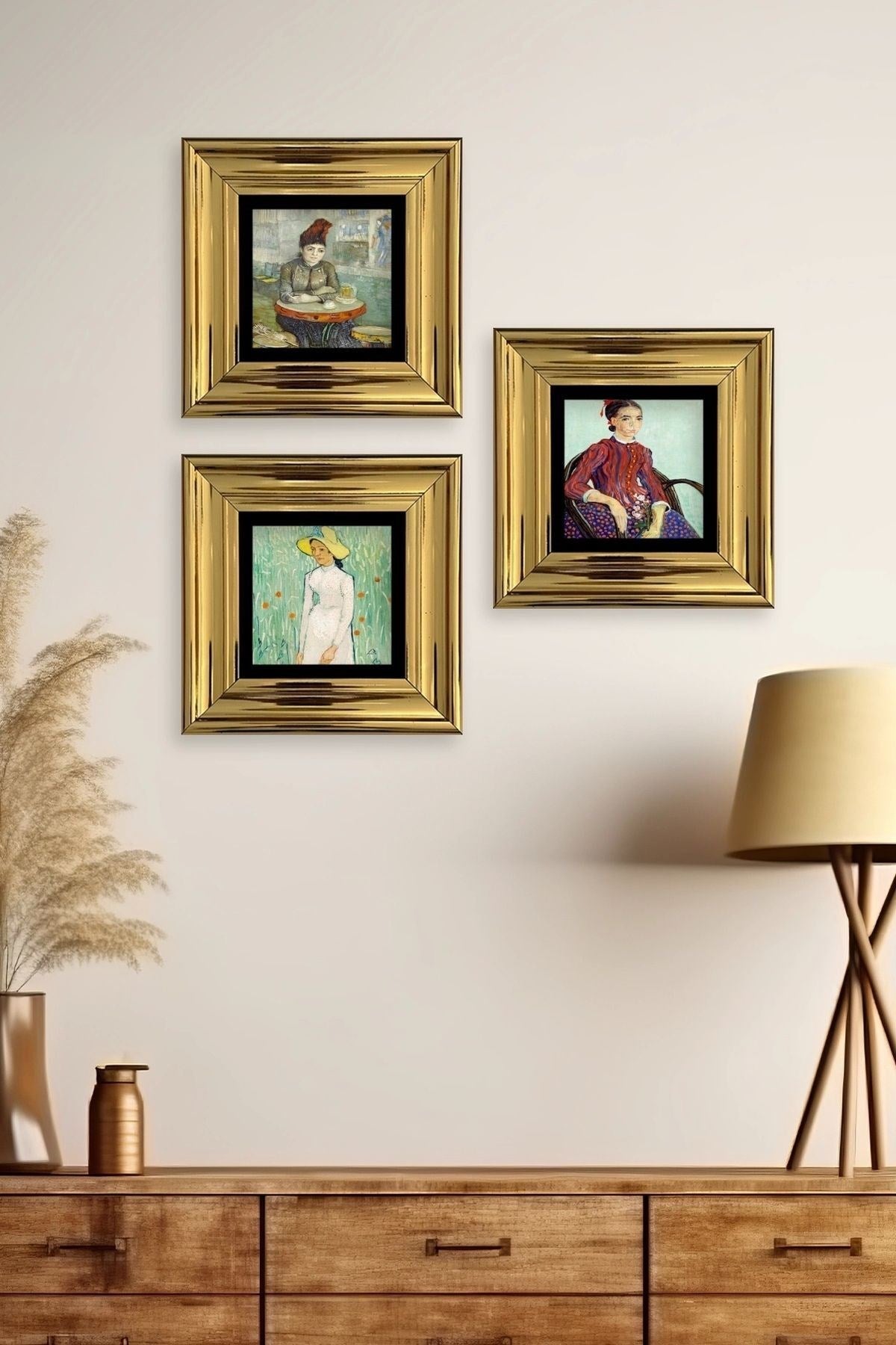 Kadınlar 3 lü Set Çerçeveli Taş Tablo 20 cm