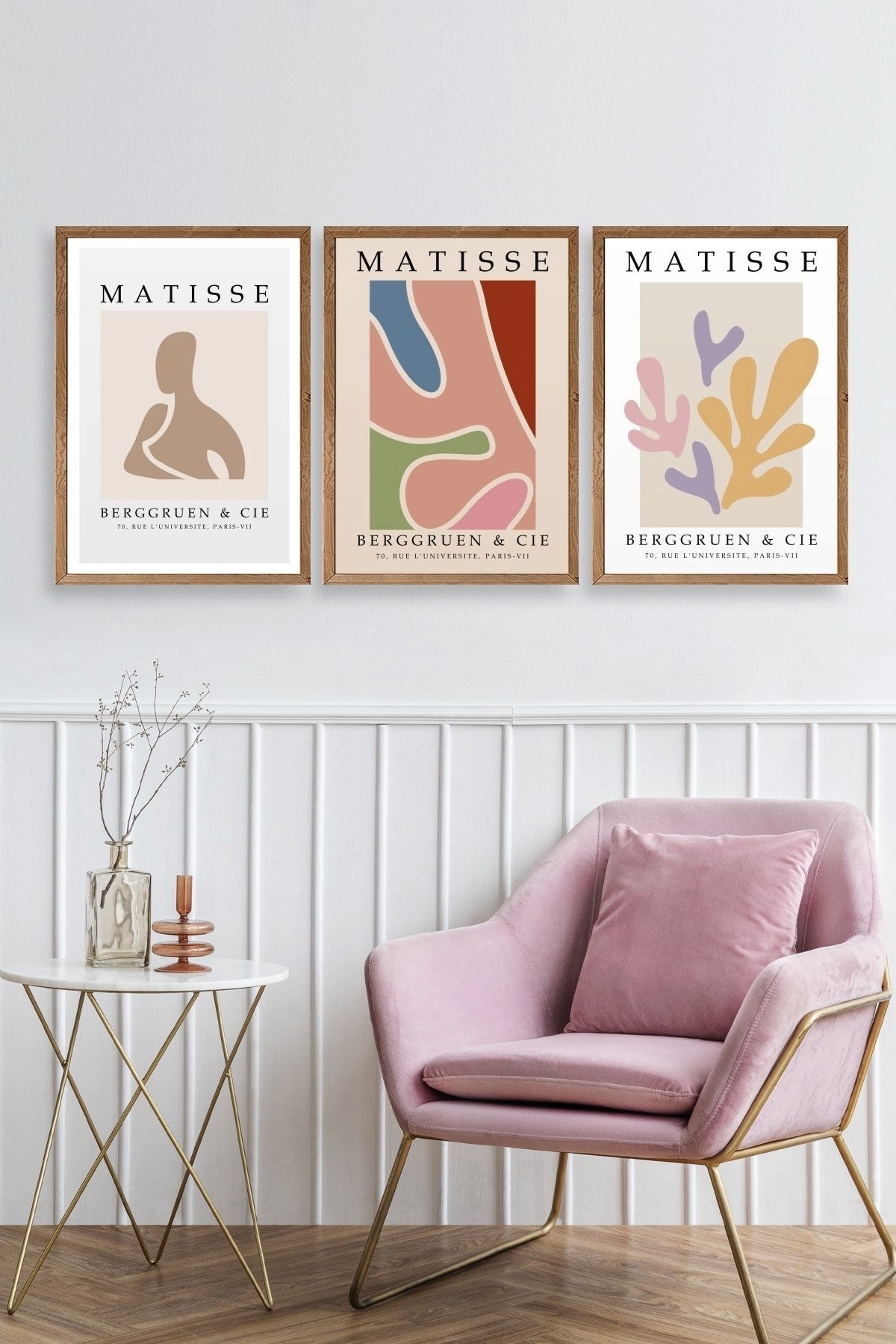 Matisse Üçlü Ahşap Çerçeveli Tablo 10 x 10