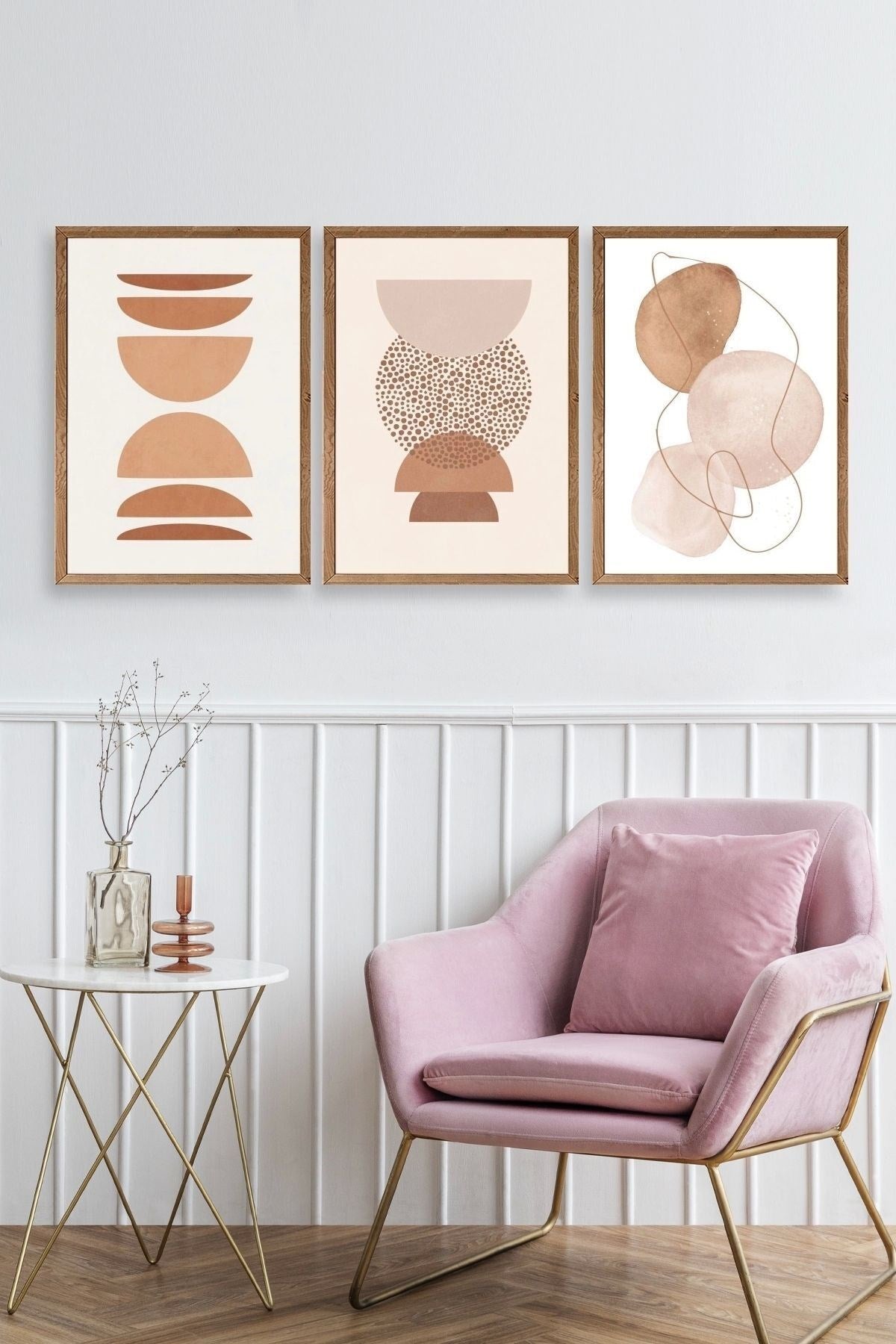 Modern Üçlü Ahşap Çerçeveli Tablo 23 x 30