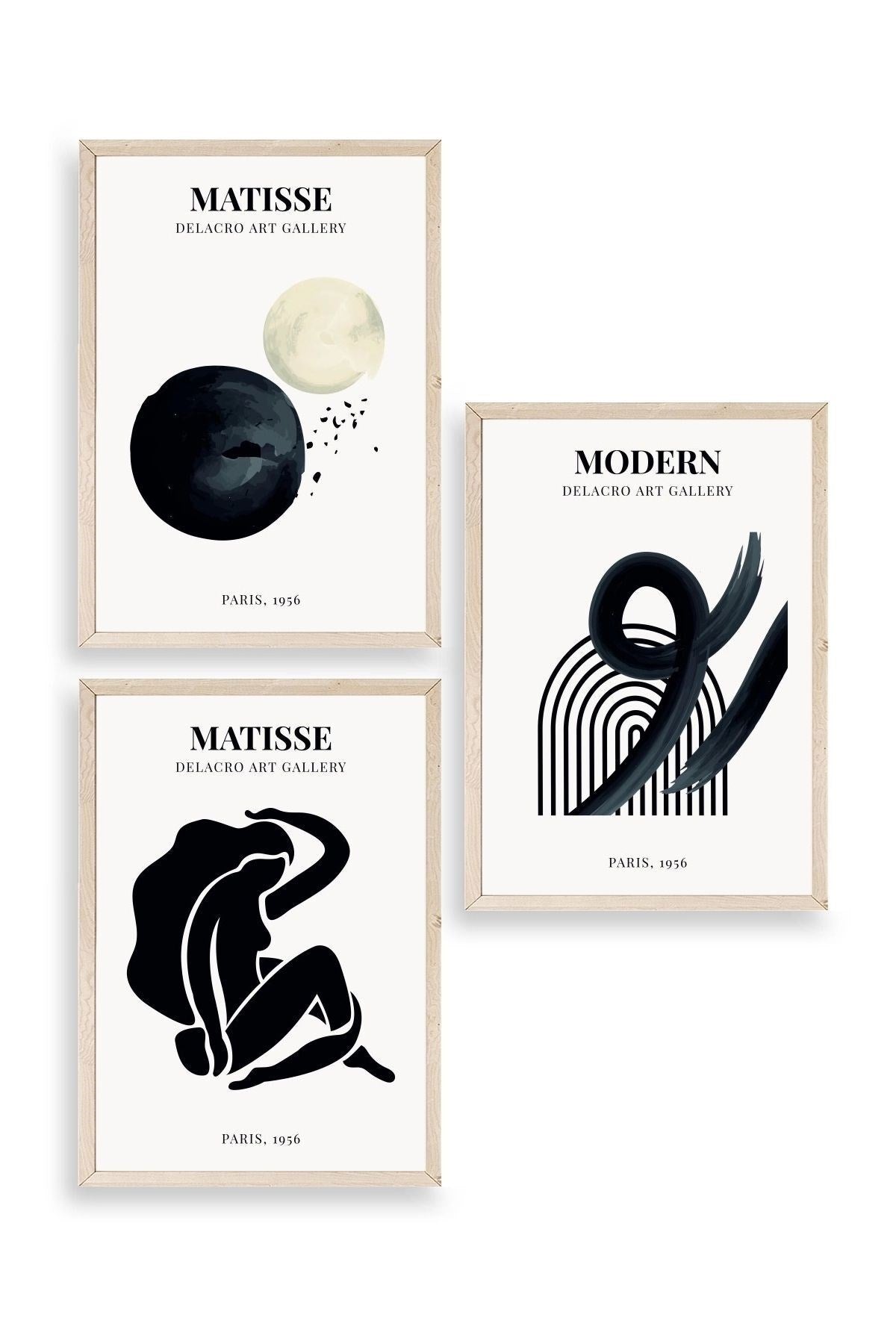 Matisse Üçlü Ahşap Çerçeveli Tablo 30 x 40