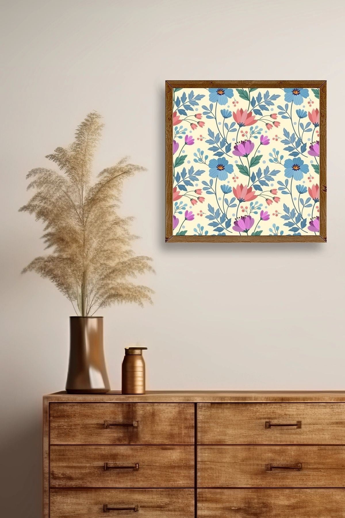 Çiçek Ahşap Çerçeveli Tablo 23 x 23