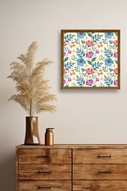 Çiçek Ahşap Çerçeveli Tablo 23 x 23