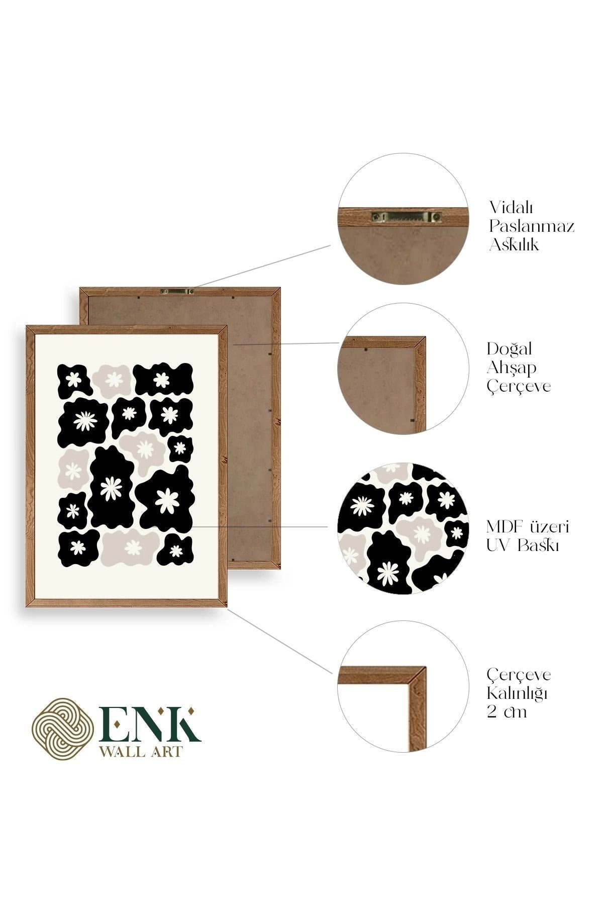 Çiçek Ahşap Çerçeveli Tablo 23 x 30