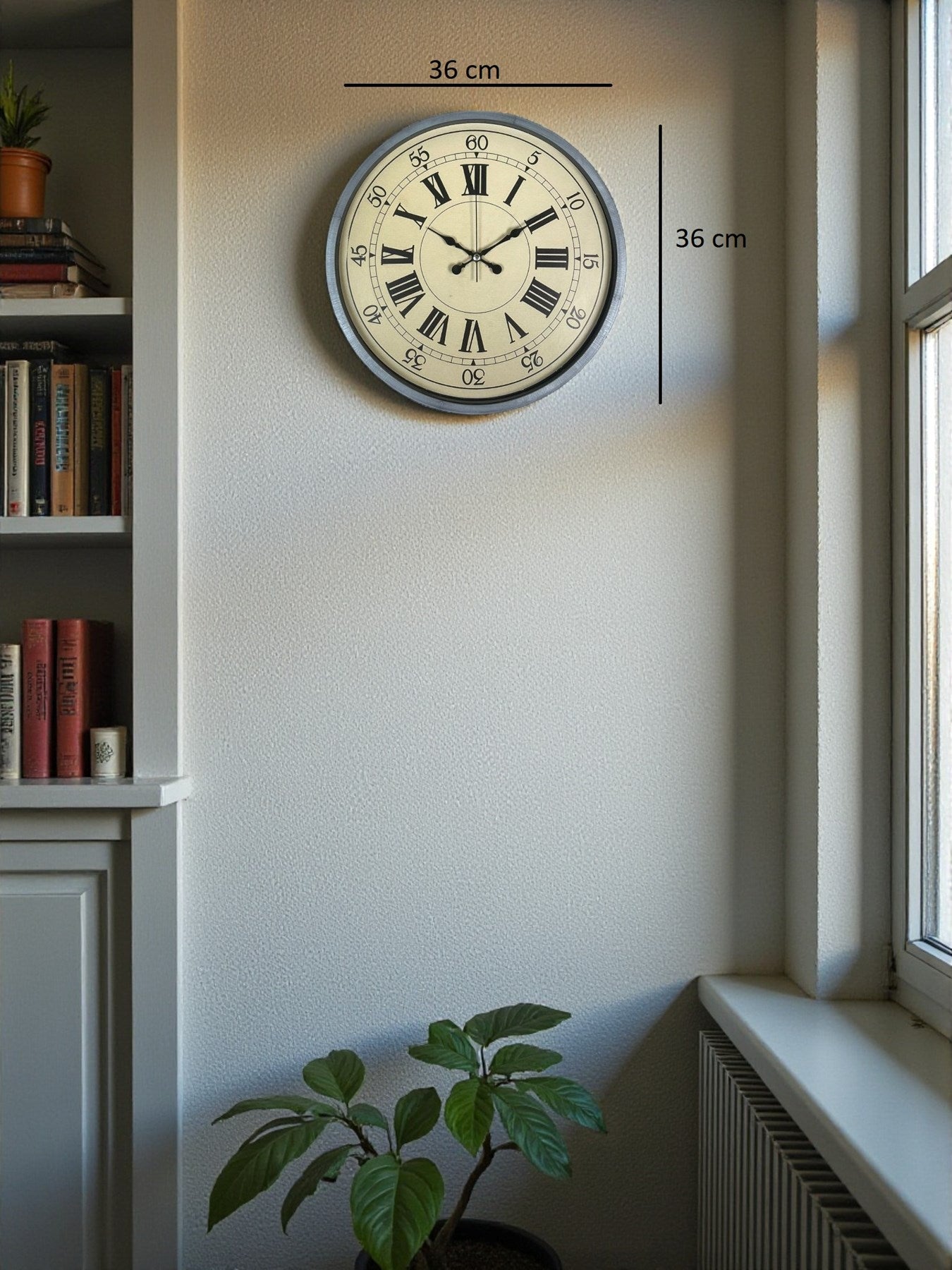 Zentime 36 Cm Gri Dekoratif Duvar Saati