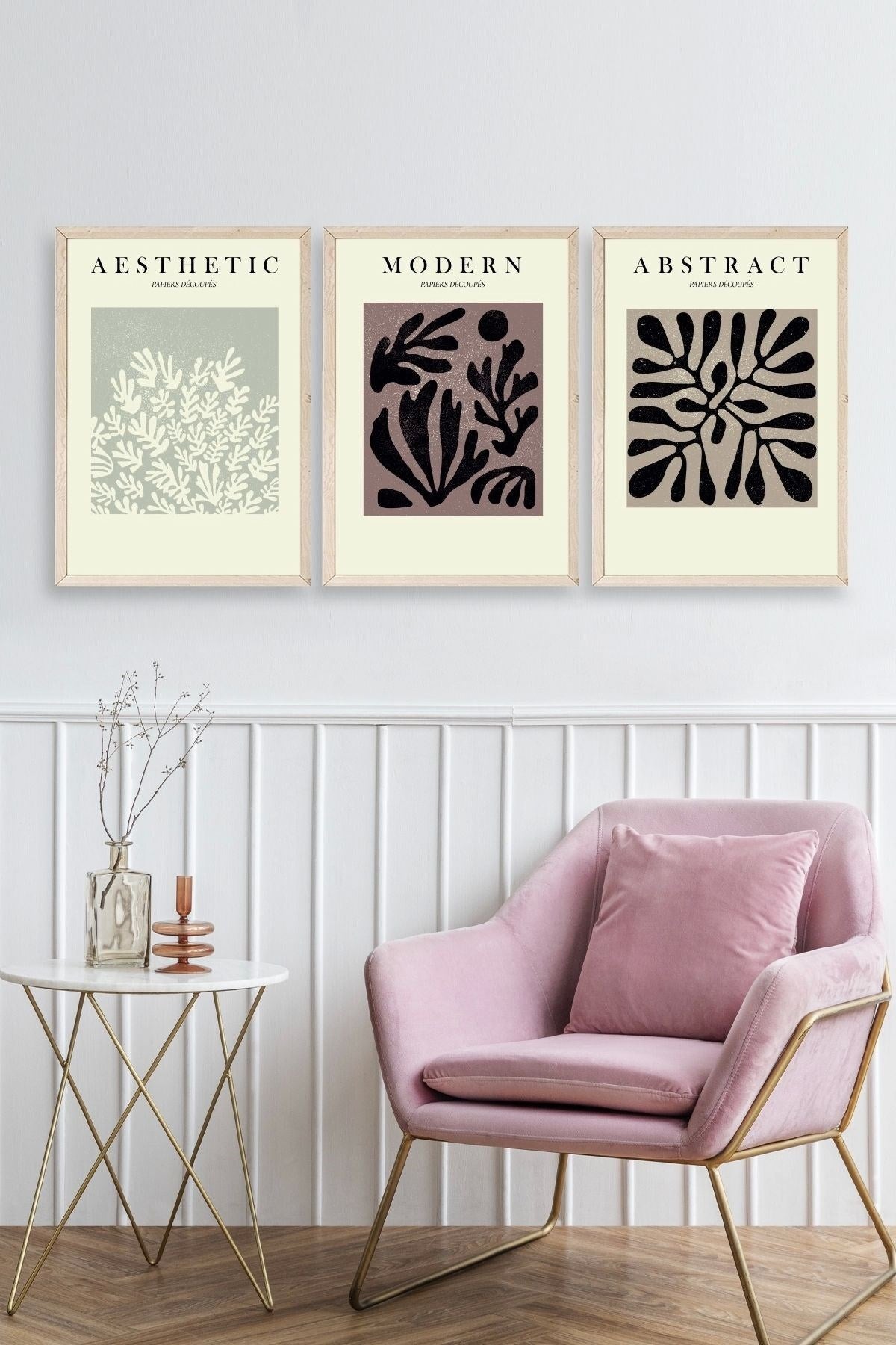 Modern Üçlü Ahşap Çerçeveli Tablo 50 x 70