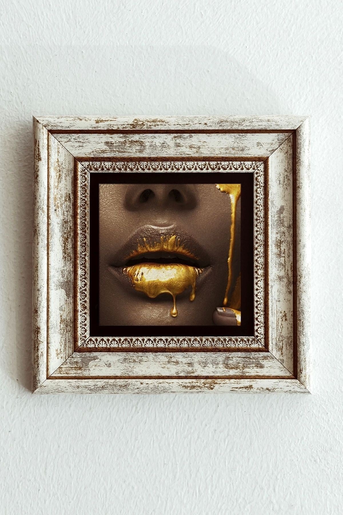 Afrikalı Kadın Çerçeveli Taş Tablo , Çerçeveli Taş Duvar Dekoru-enkcrcvtbl-00112 20 cm