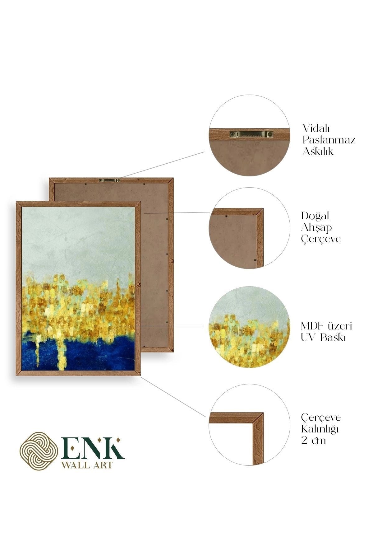 Ünlü Tablolar Üçlü Ahşap Çerçeveli Tablo 30 x 40