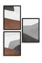 Soyut Üçlü Ahşap Çerçeveli Tablo 40 x 60