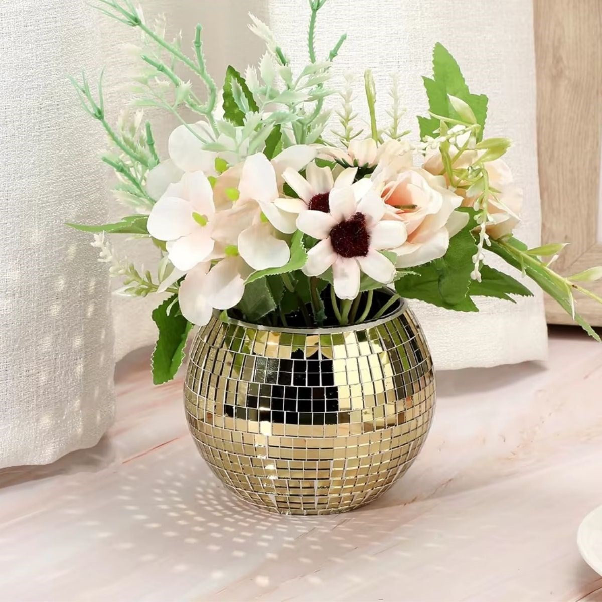 BUFFER® Kare Gold Cam Mozaik Fayans Çıkartmaları El İşi Kare Cam Fayans Kendinden Yapışkanlı Aynalı Dekor Panel 30x30 Cm