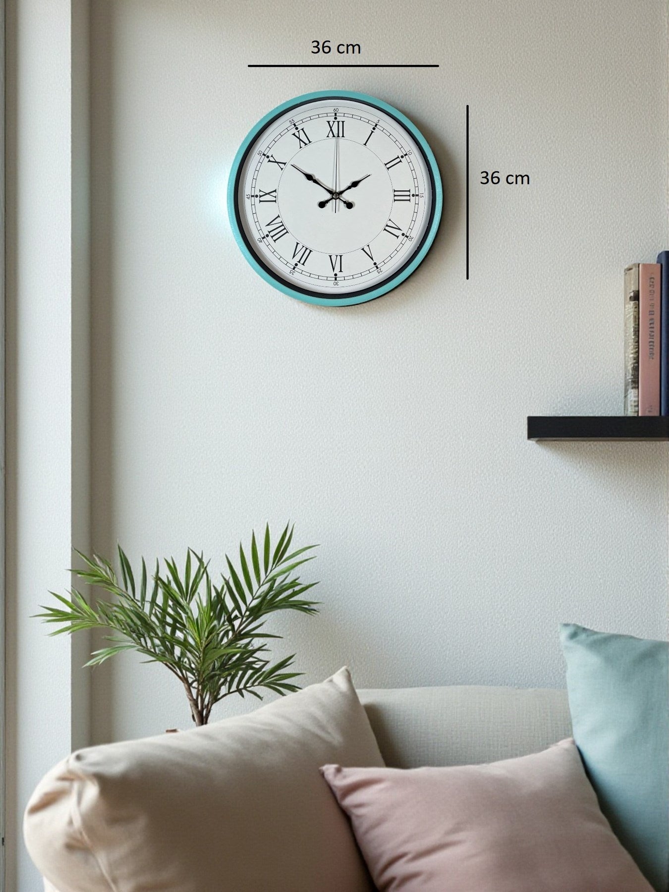 Zentime 36 Cm Turkuaz Dekoratif Duvar Saati