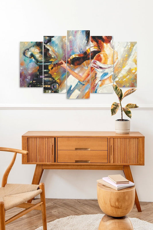 Kadın Keman 5 Parçalı Mdf Tablo 60 x 100