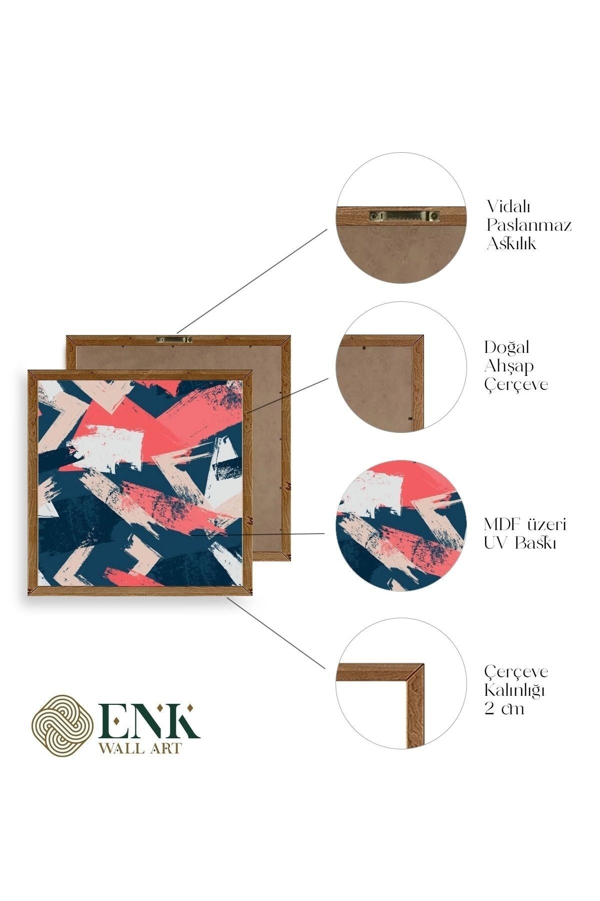 Modern Ahşap Çerçeveli Tablo 42 x 42