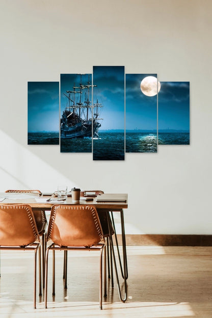 Deniz Manzarası 5 Parçalı Mdf Tablo 60 x 100