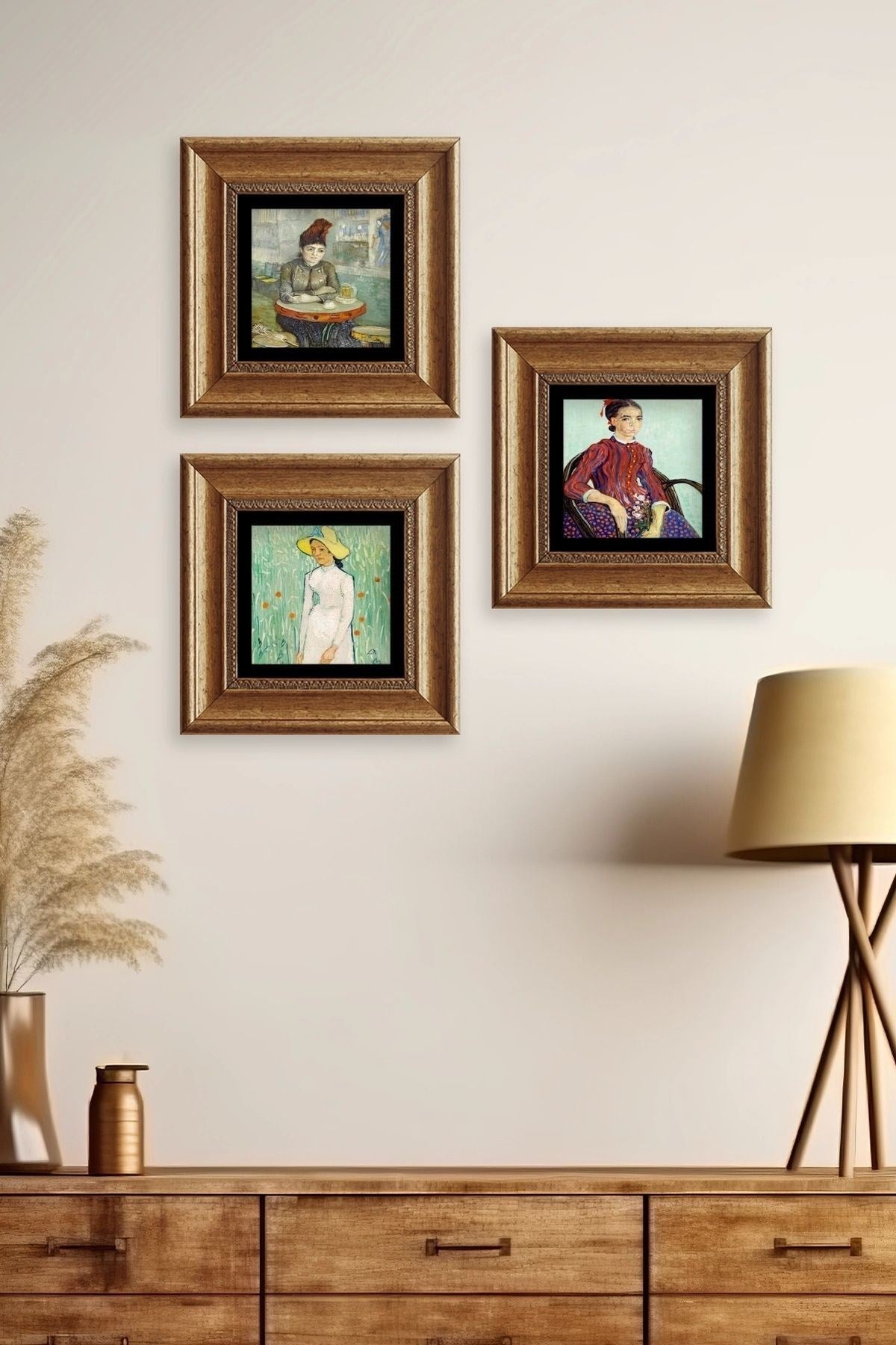 Kadınlar 3 lü Set Çerçeveli Taş Tablo 20 cm