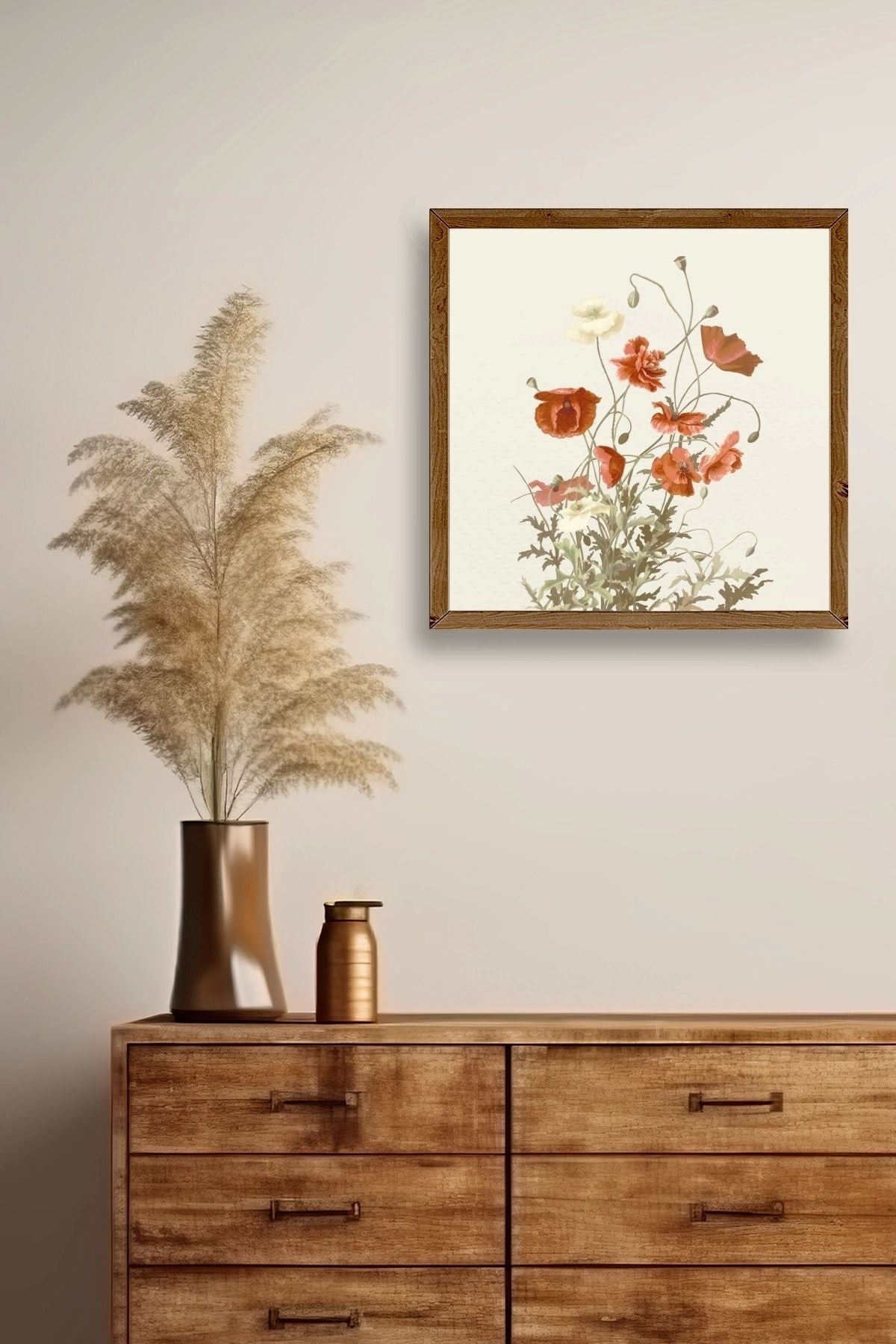 Çiçek Ahşap Çerçeveli Tablo 23 x 23