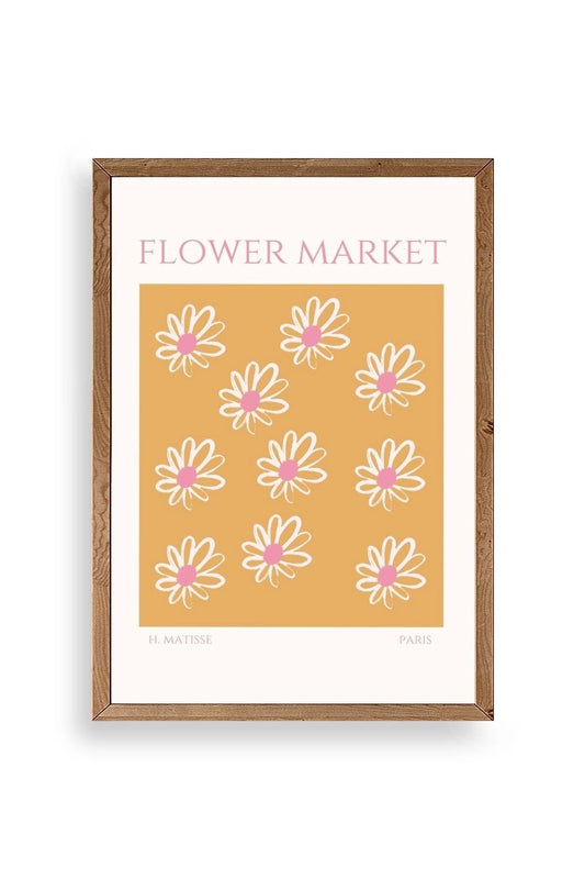 Çiçek Pazarı Ahşap Çerçeveli Tablo 30 x 42