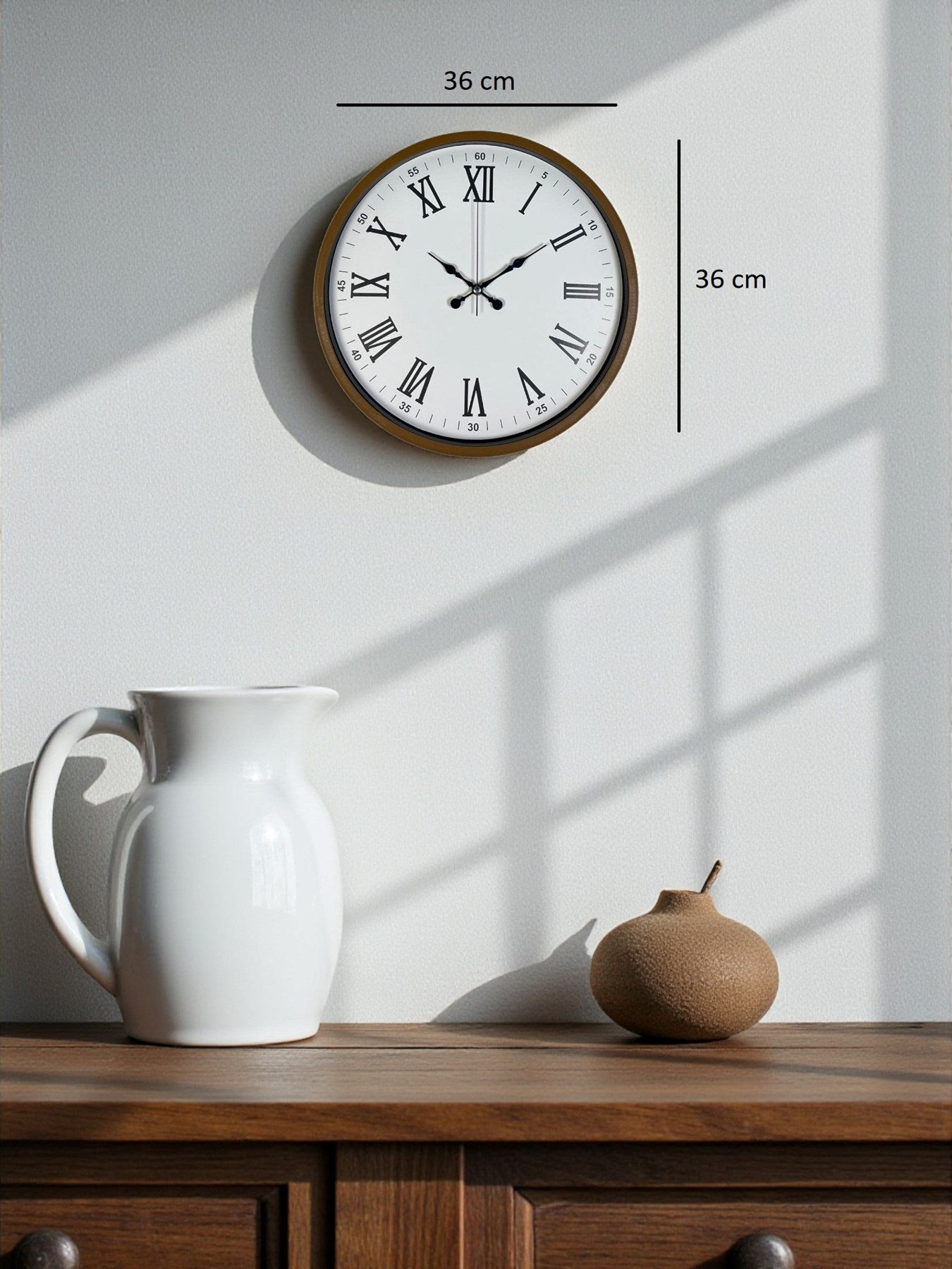 Zentime 36 Cm Kahverengi Dekoratif Duvar Saati