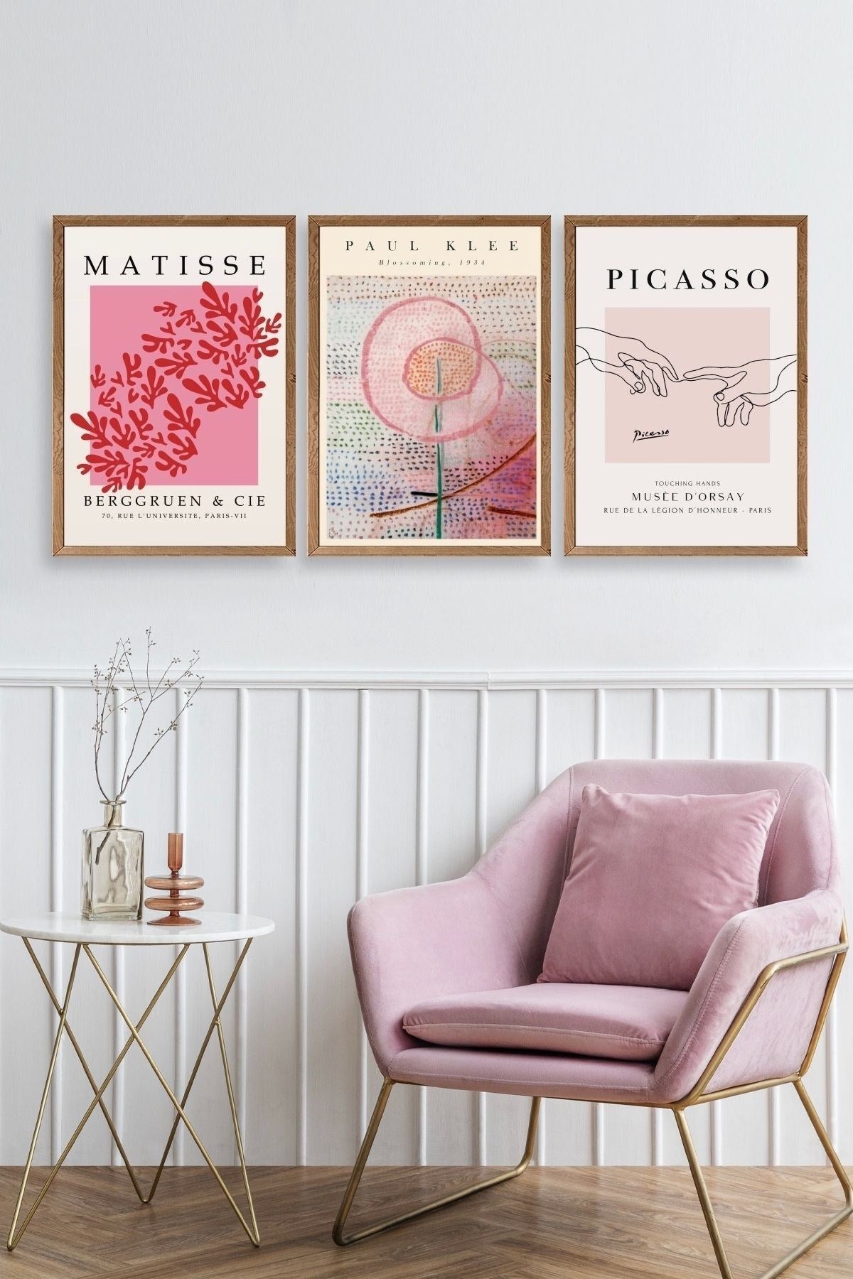 Ünlü Tablolar Üçlü Ahşap Çerçeveli Tablo 40 x 60