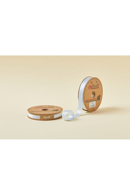 Biye Saten Katlı 003 Açık Mavi 2 cm 25 Metre %100 Polyester