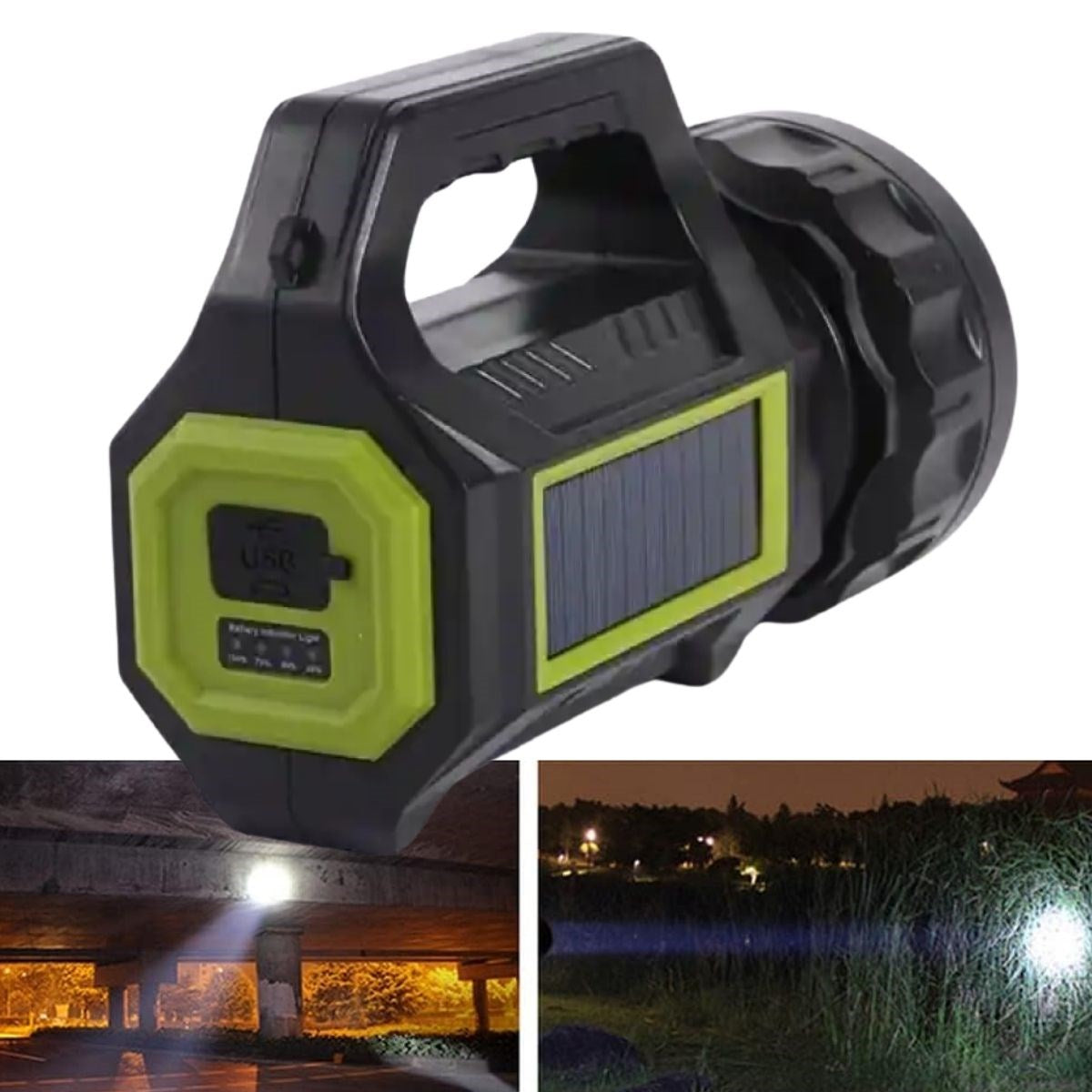 BUFFER®  Şarjlı LED El Feneri 10W Taşınabilir Acil Durum Lambası USB Şarjlı & Yan COB Işıklı