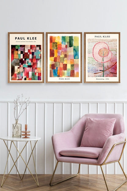 Paul Klee Üçlü Ahşap Çerçeveli Tablo 50 x 70