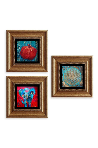 Mistik 3 lü Set Çerçeveli Taş Tablo 20 cm