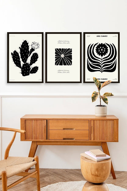 Modern Üçlü Ahşap Çerçeveli Tablo 30 x 40